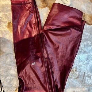 NWT Fabletics Burgundy Shiny Leggings M